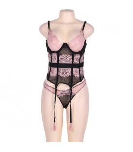 CORSET PINK LACE ROSA