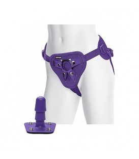 VAC-U-LOCK - ARNÉS SUPREME CON PLUG MORADO