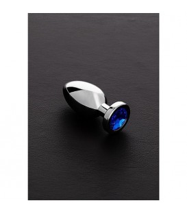 JEWELED PLUG METÁLICO PEQUEÑO CON PERLA AZUL