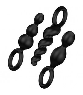 SATISFYER PACK 3 PLUGS SILICONA NEGRO