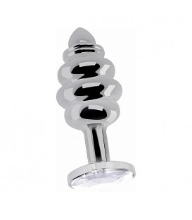 LOVE PLUG DE ESPIRAL Y DIAMANTE 9,5 CM PLATA