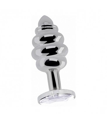 LOVE PLUG DE ESPIRAL Y DIAMANTE 95 CM PLATA