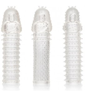 KIT DE 3 EXTENSIONES PARA EL PENE - TRANSPARENTE