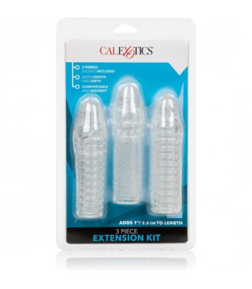 KIT DE 3 EXTENSIONES PARA EL PENE TRANSPARENTE