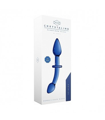 DOUBLER DILDO DE CRISTAL AZUL