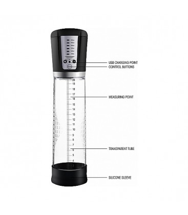 BOMBA AUTOMaTICA PREMIUM RECARGABLE 29CM TRANSPARENTE