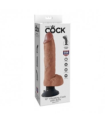 PENE VIBRADOR CON TESTiCULOS 25CM MULATO