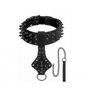 OUCH! SKULLS AND BONES - COLLAR CON PINCHOS Y CADENA - NEGRO