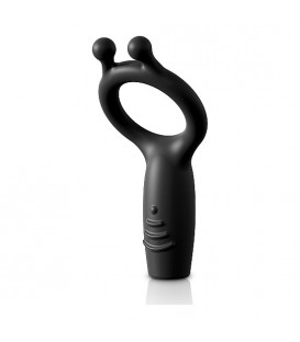 SÚPER ANILLO PARA PENE DE SILICONA CON VIBRADOR - NEGRO