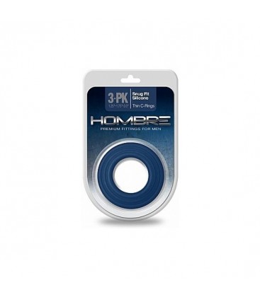 HOMBRE SNUG FIT PACK DE 3 ANILLOS SILICONA FINOS AZUL