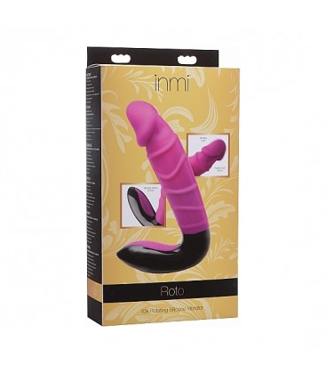 INMI ROTO PENE VIBRADOR SILICONA CON ROTACIoN ROSA