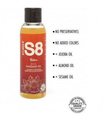 S8 ACEITE DE MASAJE RELAX Te VERDE Y FLOR LILA 125ML