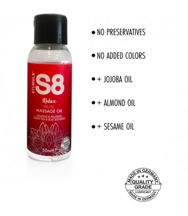 S8 ACEITE DE MASAJE RELAX Te VERDE Y FLOR LILA 50ML