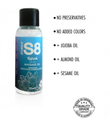 S8 ACEITE DE MASAJE REFRESH CIRUELA FRANCESA Y ALGODoN EGIPCIO 50ML