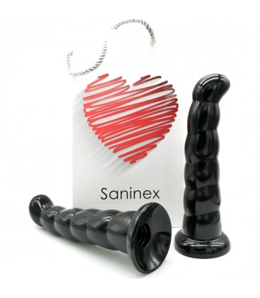 SANINEX LOVE ME BUTT PLUG DILDO XXL CON BASE SUCCIoN NEGRO