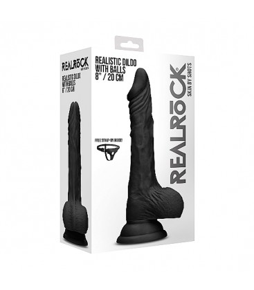 PENE REALiSTICO CON TESTiCULOS 20CM NEGRO