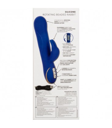 CONEJITO VIBRADOR DE SILICONA CON ROTACIoN AZUL