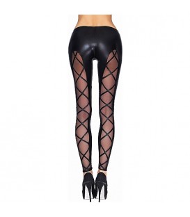 CAMIRI LEGGINS EFECTO MOJADO CON TRANSPARENCIAS - NEGRO