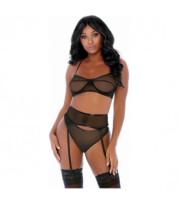 COMPARE AND CONTRAST LINGERIE SET NEGRO