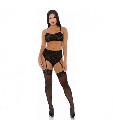 LUSTFUL LEOPARD CAMI LINGERIE SET NEGRO