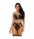 STITCHED WITH LUST QUILTED LINGERIE CONJUNTO NEGRO