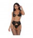 LACED WITH LUST CONJUNTO CON LIGUERO NEGRO