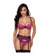 GARTER BELT SET BRALETTE AND PANTY CONJUNTO ROSA CON LIGUERO