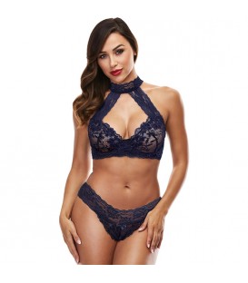 LACE HALTER BIKINI SET - CONJUNTO ENCAJE MARINO