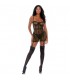 All The Cage Net Chemise Set Black