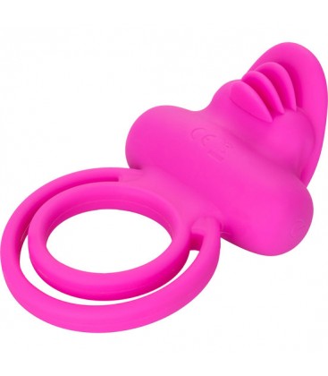 DUAL CLIT FLICKER ENHANCER DOBLE ANILLO VIBRADOR DE SILICONA ROSA