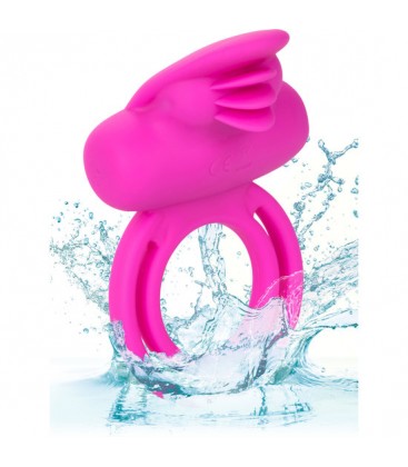 DUAL CLIT FLICKER ENHANCER DOBLE ANILLO VIBRADOR DE SILICONA ROSA