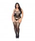 BODYSTOCKING DE ENCAJE SIN COSTURAS CON LIGUERO NEGRO