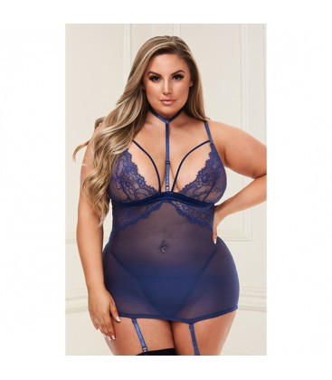 BACI MINIVESTIDO CON TANGA AZUL MARINO