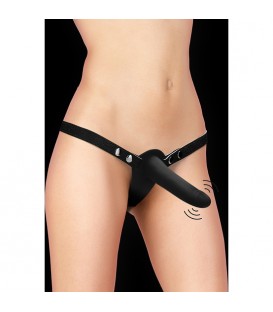 STRAP-ON - ARNES DE SILICONA VIBRANTE - AJUSTABLE - NEGRO