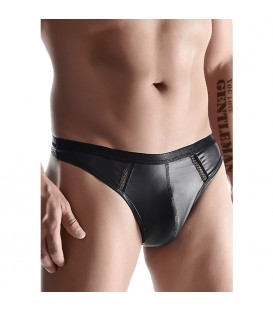 WETLOOK MENS THONGS - NEGRO