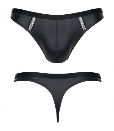 WETLOOK MENS THONGS NEGRO