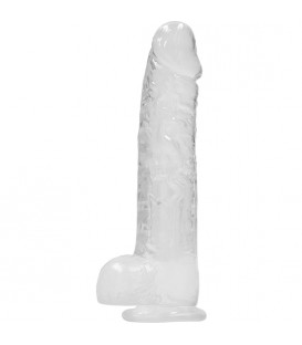 PENE REALISTICO CON TESTICULOS 23 CM TRANSPARENTE