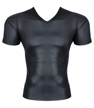 WETLOOK MENS CAMISETA CUELLO V NEGRO