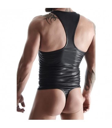 WETLOOK MENS CAMISETA SIN MANGAS NEGRO