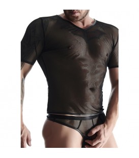 MESH MENS CAMISETA CUELLO V - NEGRO