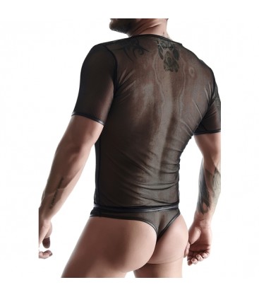 MESH MENS CAMISETA CUELLO V NEGRO