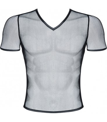 MESH MENS CAMISETA CUELLO V NEGRO