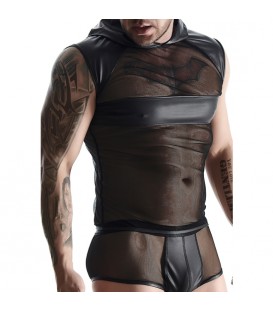 WETLOOK & MESH SIN MANGAS PARA HOMBRE - NEGRO