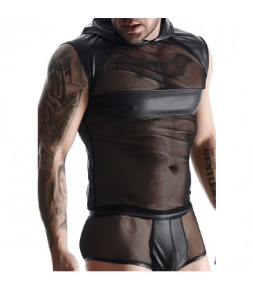 WETLOOK MESH SIN MANGAS PARA HOMBRE NEGRO