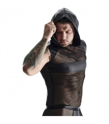 WETLOOK MESH SIN MANGAS PARA HOMBRE NEGRO