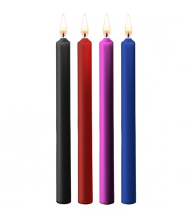 TEASING WAX VELAS LARGAS- PARAFINA- 4-PACK - COLORES SURTIDOS