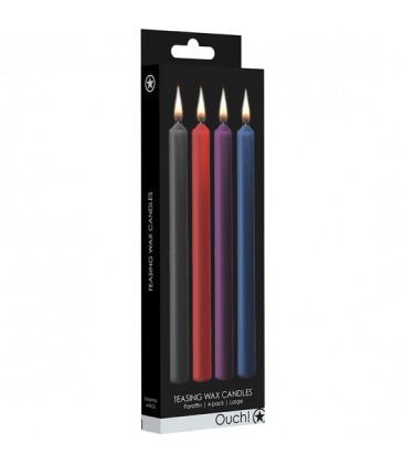 TEASING WAX VELAS LARGAS PARAFINA 4 PACK COLORES SURTIDOS