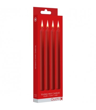 TEASING WAX VELAS LARGAS PARAFINA 4 PACK ROJO