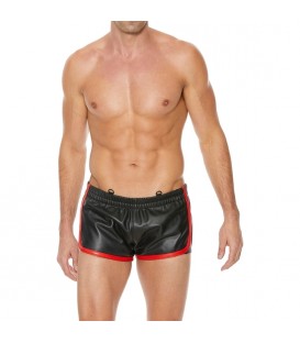 SHORTS CUERO VERSÁTIL - NEGRO/ROJO