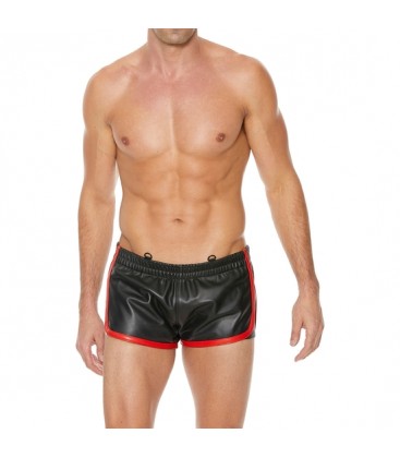 SHORTS CUERO VERSaTIL NEGRO ROJO